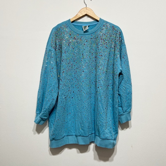 Queen Of Sparkles Crystal Jewel Diamond Rhinestone Crew Neck Sweatshirt Dress S - Picture 1 of 4
